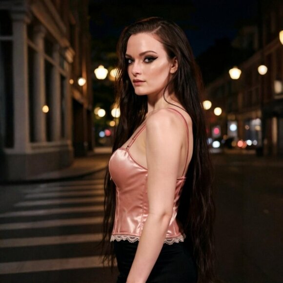 Sugar Thrillz ✦ Luv Me Tender Satin Ruffled Bra Top ✦ Pink Molded Cup Crop S & L - Picture 3 of 8